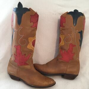 VTG 1980s Abstrax leather western boots music festival season UNIQUE BOHO